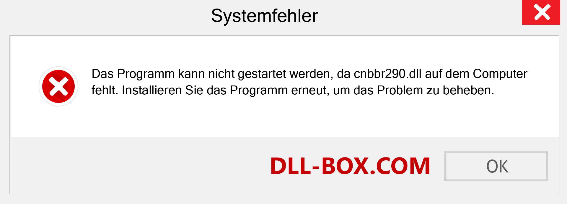 cnbbr290.dll-Datei fehlt?. Download für Windows 7, 8, 10 - Fix cnbbr290 dll Missing Error unter Windows, Fotos, Bildern